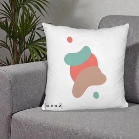 Perna Decorativa Abstract Forme Fluide Coral, 40x40 cm, Alb Pufos, Husa Detasabila, Perna Inclusa, BEKZ®