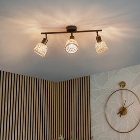 Spotlight oriental negru cu bambus 3 lumini - Rayan