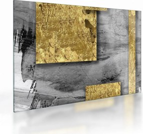Tablou pe sticlă - Pătrate de aur N⁰2 (70x50 cm)
