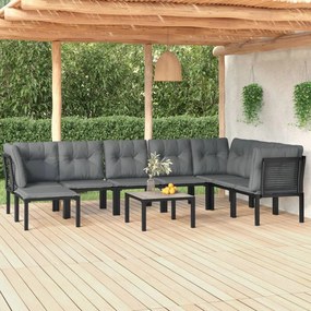 3187767 vidaXL Set mobilier de grădină, 9 piese, negru și gri, poliratan