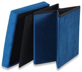 Taburet pliabil albastru CUBEXO VELVET M