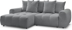 Colțar gri extensibil/cu spațiu de depozitare cu tapițerie din chenille (cu colț pe partea stângă/cu șezlong) Roxelane – Bobochic Paris