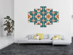 Tablou - Model retro cu flori (150x105 cm)