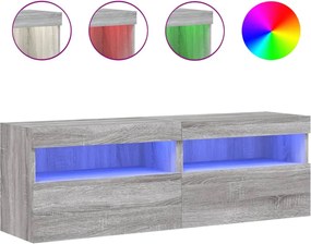 vidaXL Comodă TV de perete cu LED, 2 buc, gri sonoma, 60x30x40 cm