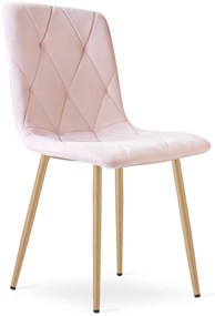 Scaun Bucatarie/Dining Fido Catifea Roz Deschis Picioare Metalice Finisaj Lemn