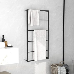 Suport de prosoape, negru, 60x10x116 cm, otel Negru, 60 x 10 x 116 cm