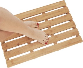 Covor antiderapant pentru baie, bambus natural lăcuit, KLERA