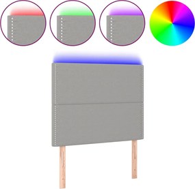 vidaXL Tăblie de pat cu LED, gri deschis, 100x5x118/128 cm, textil