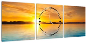 Tablou cu răsărit de soare (cu ceas) (90x30 cm)