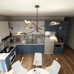 Lustră pe tijă LOTUS 6xE14/10W/230V negru/bej