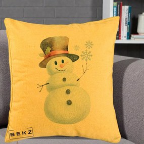 Perna Decorativa Om de Zapada cu Joben si Vasc, 40x40 cm, Galben, Husa Detasabila, Perna Inclusa, BEKZ®