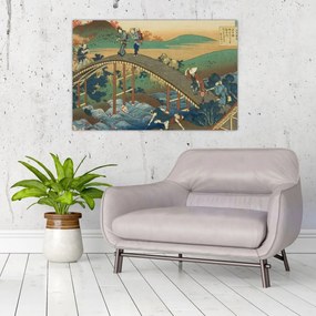 Tablou - Katsushika Hokusai, Ariwara no Narihirafrom the series One Hundred, Poems Explained by the Nurse (Hyakunin isshu uba ga etoki), reproducere (90x60 cm)