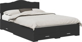 vidaXL Cadru de pat cu headboard Negru 150 x 200 cm Lemn compozit