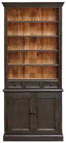Biblioteca din lemn de mango, cu 6 rafturi, un sertar si 2 usi, cu aspect vintage, Valmore