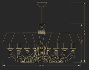 Candelabru 8 brate design clasic realizat manual Dorato
