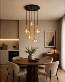 Lustră pe cablu LACRIMA HONEY 5xE27/60W/230V d. 45 cm