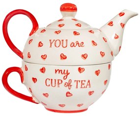 Set pentru ceai roșu/alb din ceramică You are My Cup of Tea – Sass &amp; Belle