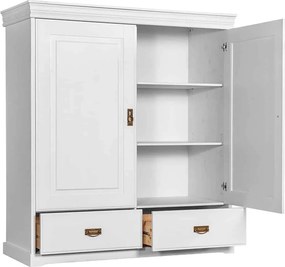 Dulăpior lemn masiv alb Florence, 130 × 50 × 142 cm