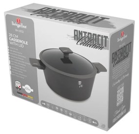Oală cu capac 28 cm, 6.1L – Berlinger Haus BH8132, Anthracite Collection, ideală pentru mâncăruri consistente