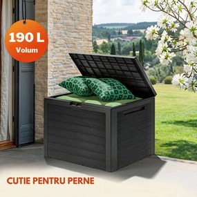 Cutie de depozitare WOODEBOX, 190L, 78x44x55cm, antracit Prosperplast