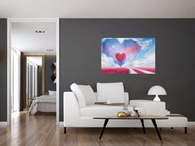 Tablou - Copac de inimă roz (90x60 cm)
