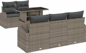 vidaXL Set de canapele pentru grădină cu pernă 6 pcs Gri poliratan