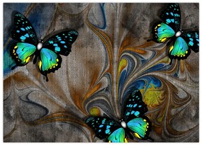 Tablou pe sticlă - Fluturi strălucitori în imagine (70x50 cm)
