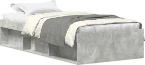 vidaXL Cadru pat, gri beton, 90x200 cm