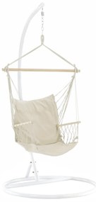 Scaun suspendabil, bumbac / lemn, alb, VINTO 2 NEW