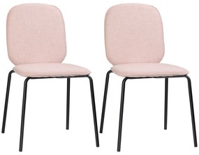 HOMCOM Scaune de masa tapitate Set de 2 scaune de bucatarie fara brate cu picioare din otel pentru living | AOSOM RO
