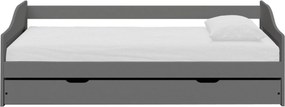 Pat extensibil LAURA NEW 90x200, gri, lemn/metal, cu somiera