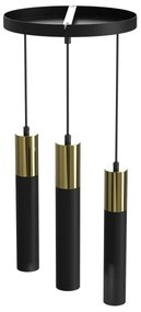 Lustră pe cablu CASSA 3xGU10/8W/230V neagră/aurie