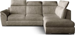 Colțar bej extensibil/cu spațiu de depozitare cu tapițerie din catifea (cu colț pe partea dreaptă/în formă de ”L”) Loreto – ELTAP