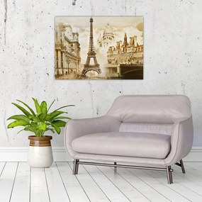 Tablou pe sticlă - Monumente din Paris (70x50 cm)