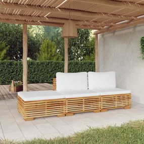 3100903 vidaXL Set mobilier grădină cu perne, 3 piese, lemn masiv de tec