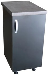 Corp inferior cu 1 Usa Zebra, Wenge / Negru si blat Beton 40 x 85 x 60