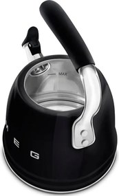 Ceainic cu fluier Smeg CKLW2001BL, 2,3 l, Inductie, Maner rece, Negru