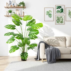 HOMCOM Plantă artificială arbore Monstera deliciosa cu ghiveci inclus înălțime 150 cm interior verde | Aosom Romania