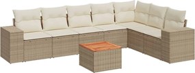 vidaXL Set canapele de grădină, 8 piese, cu perne, bej, poliratan