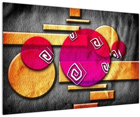 Tablou abstract cu simboluri istorice (90x60 cm)