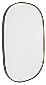 Oglindă de baie neagră cu LED cu dimmer tactil ovală - Miral