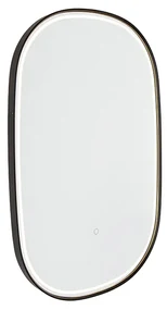 Oglindă de baie neagră cu LED cu dimmer tactil ovală - Miral