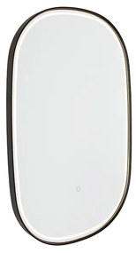 Oglindă de baie neagră, cu LED cu dimmer tactil oval - Miral