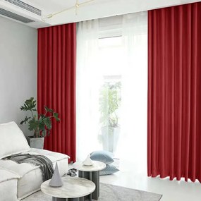 Draperie din catifea blackout cu rejansa transparenta cu ate pentru galerie, Madison, densitate 700 g/ml, Dark Scarlet, 1 buc