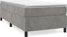 vidaXL Pat box spring cu saltea, gri deschis, 100x200 cm, catifea