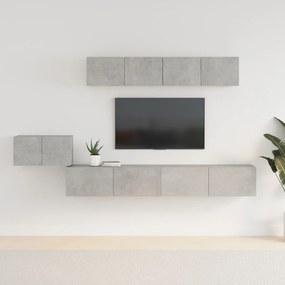 Set dulap TV, 5 piese, gri beton, lemn prelucrat 5, Gri beton, 100 x 30 x 30 cm