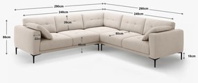 Coltar Bemy 5 locuri stofa Sorella L290 cm