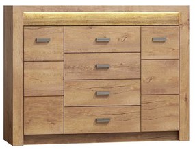 Comodă combinată Nadenas N7 (arin închis) (iluminat LED Alb deschis). 1058230