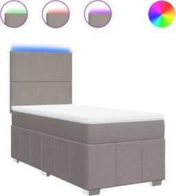 vidaXL Pat box spring cu saltea, gri taupe, 90x190 cm, textil