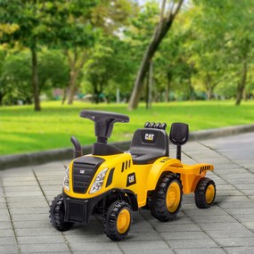 AIYAPLAY Camion, Excavator Jucărie pentru Copii 12-36 Luni cu Cupă și Remorcă Integrate, 91x29x44 cm, Galben | Aosom Romania